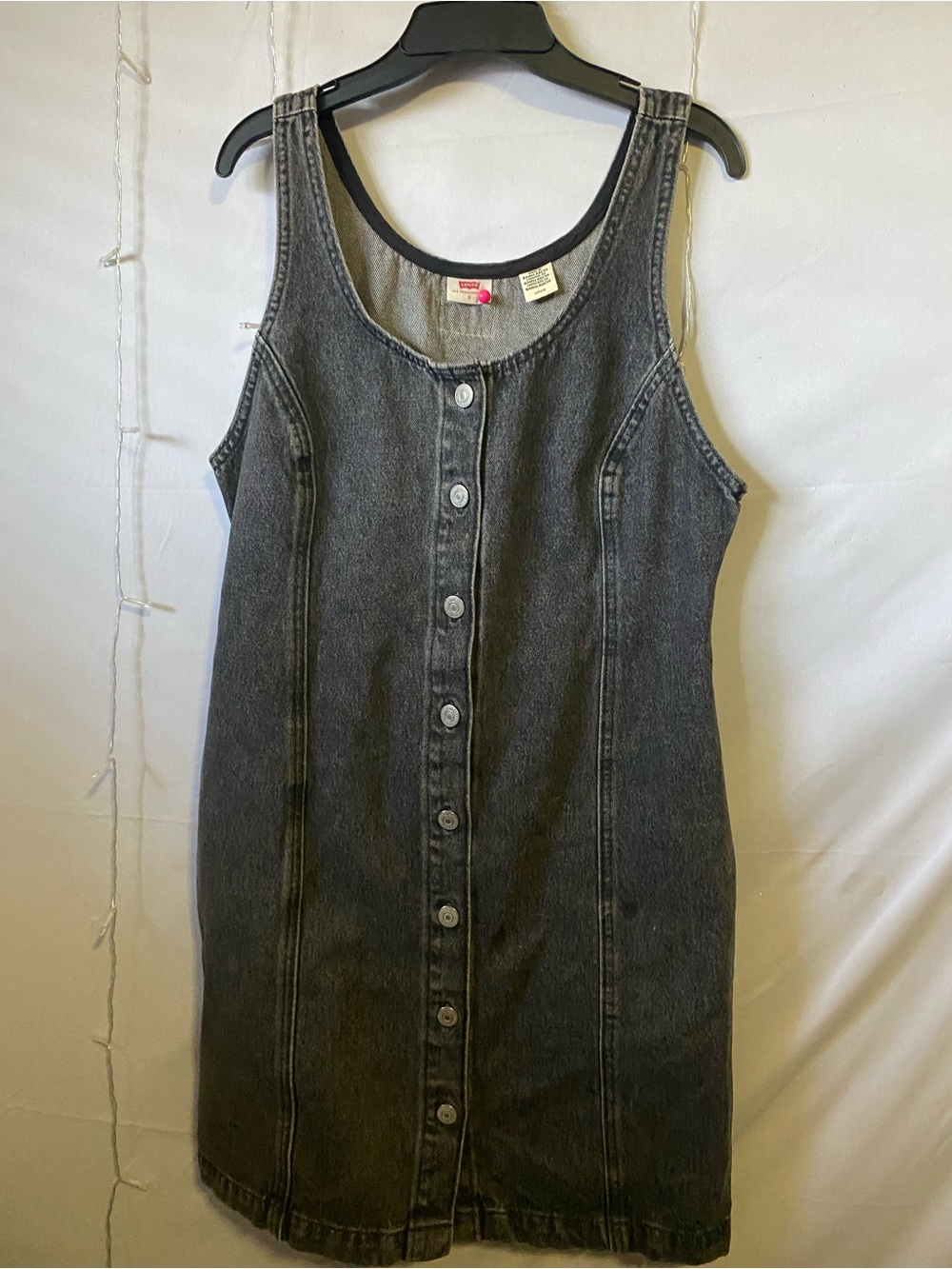 Levi's Black Washed Denim Button-Front Mini Dress